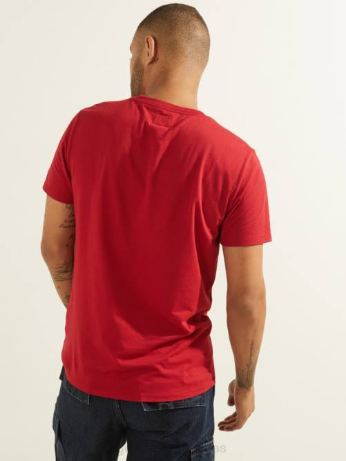 GUESS camiseta con logo bordado hombres 0P8X4092 chile rojo vestir