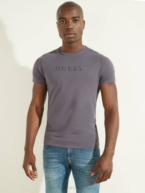 GUESS camiseta con logo bordado hombres 0P8X4097 ceniza violeta vestir