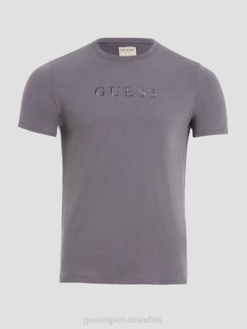 GUESS camiseta con logo bordado hombres 0P8X4097 ceniza violeta vestir