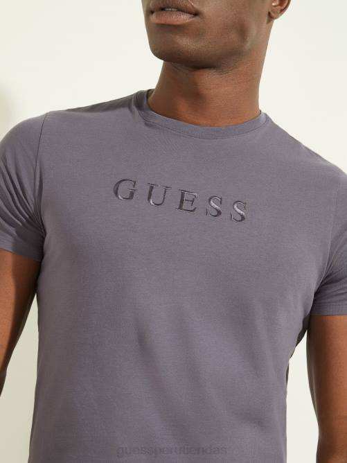 GUESS camiseta con logo bordado hombres 0P8X4097 ceniza violeta vestir