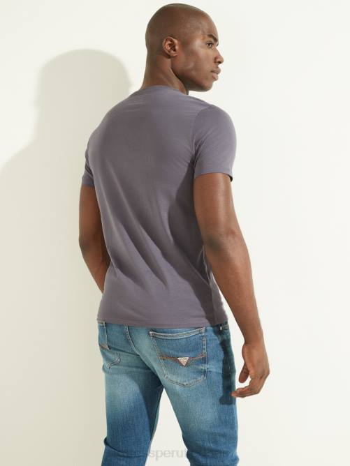 GUESS camiseta con logo bordado hombres 0P8X4097 ceniza violeta vestir