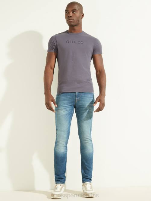 GUESS camiseta con logo bordado hombres 0P8X4097 ceniza violeta vestir