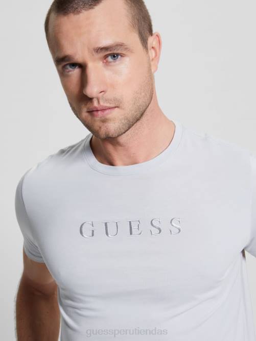 GUESS camiseta con logo bordado hombres 0P8X4098 perla gris vestir