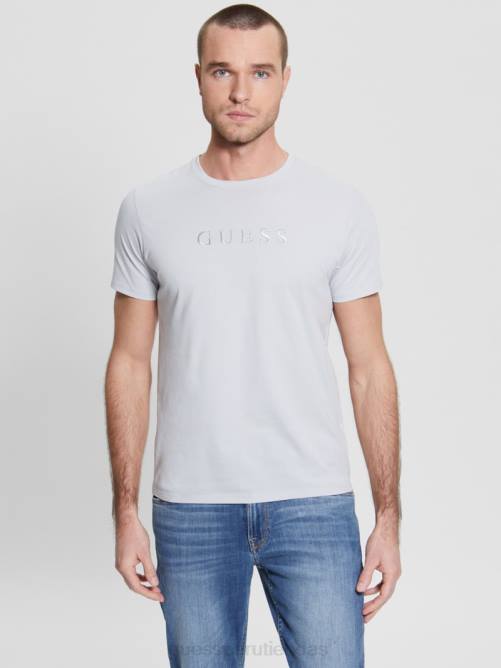 GUESS camiseta con logo bordado hombres 0P8X4098 perla gris vestir