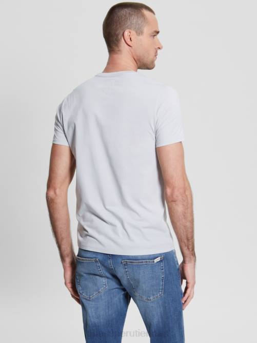 GUESS camiseta con logo bordado hombres 0P8X4098 perla gris vestir
