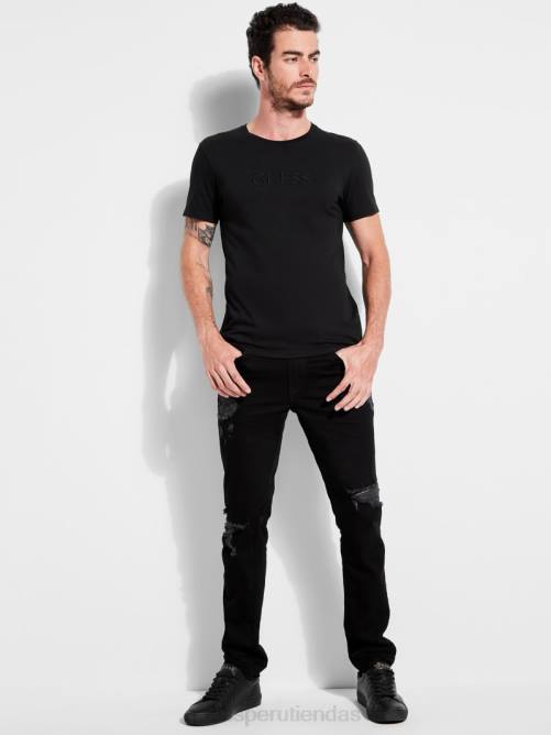GUESS camiseta con logo bordado hombres 0P8X4105 negro azabache vestir