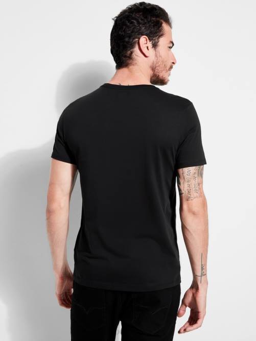 GUESS camiseta con logo bordado hombres 0P8X4105 negro azabache vestir