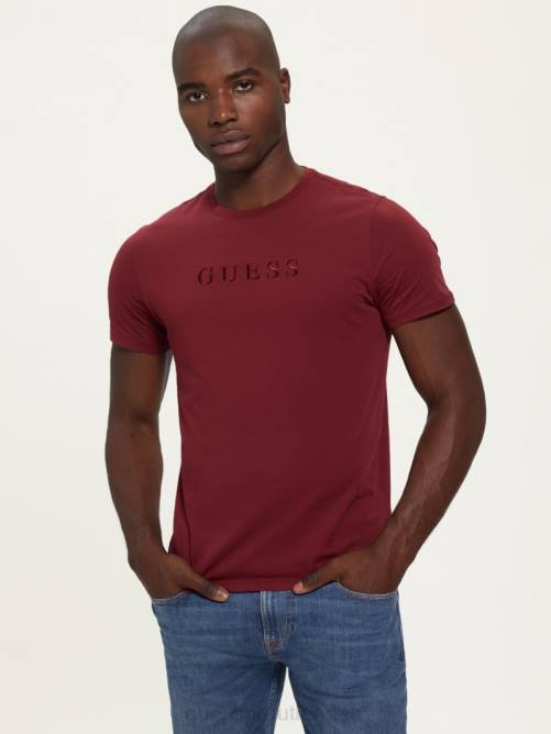GUESS camiseta con logo bordado hombres 0P8X4117 vino vestir