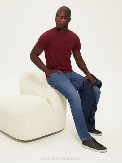 GUESS camiseta con logo bordado hombres 0P8X4117 vino vestir
