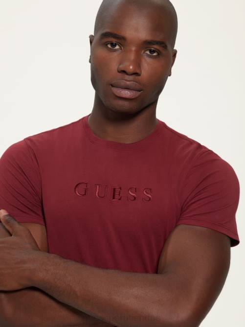 GUESS camiseta con logo bordado hombres 0P8X4117 vino vestir