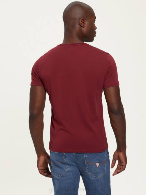 GUESS camiseta con logo bordado hombres 0P8X4117 vino vestir