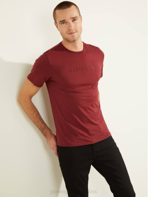 GUESS camiseta con logo bordado hombres 0P8X4120 vino vestir