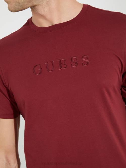 GUESS camiseta con logo bordado hombres 0P8X4120 vino vestir