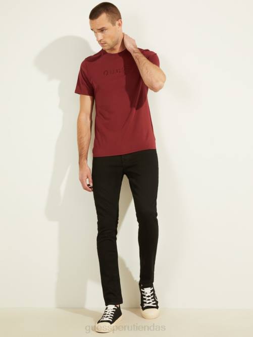 GUESS camiseta con logo bordado hombres 0P8X4120 vino vestir