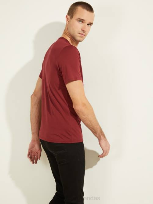 GUESS camiseta con logo bordado hombres 0P8X4120 vino vestir