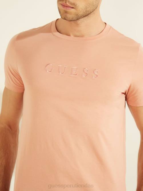 GUESS camiseta con logo bordado hombres 0P8X4121 rosa satinada vestir