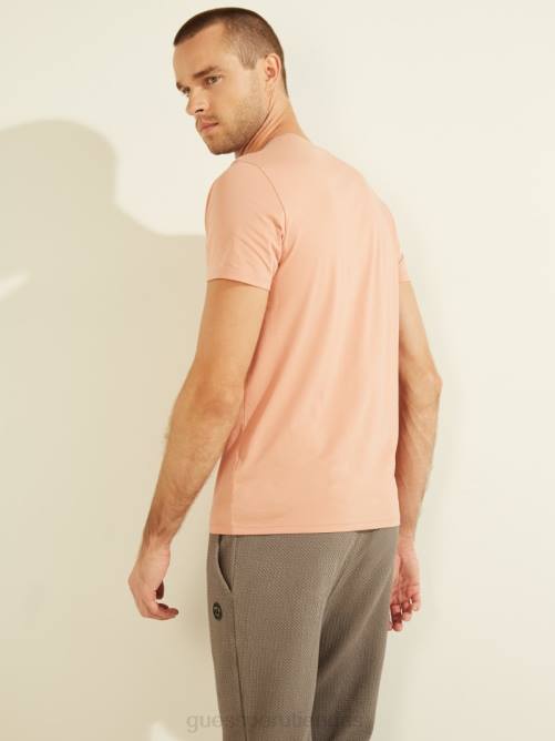 GUESS camiseta con logo bordado hombres 0P8X4121 rosa satinada vestir