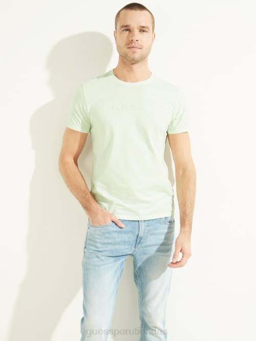 GUESS camiseta con logo bordado hombres 0P8X4131 menta oceánica vestir
