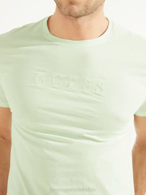 GUESS camiseta con logo bordado hombres 0P8X4131 menta oceánica vestir