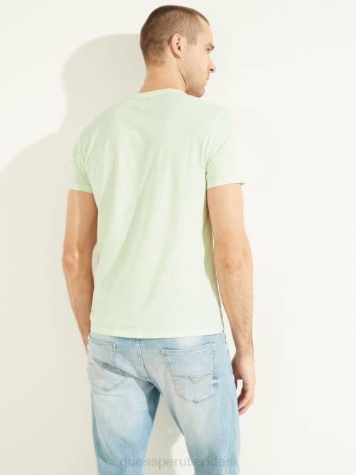 GUESS camiseta con logo bordado hombres 0P8X4131 menta oceánica vestir