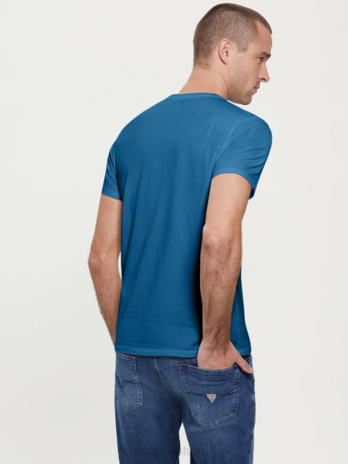 GUESS camiseta con logo bordado hombres 0P8X4136 uniforme azul vestir