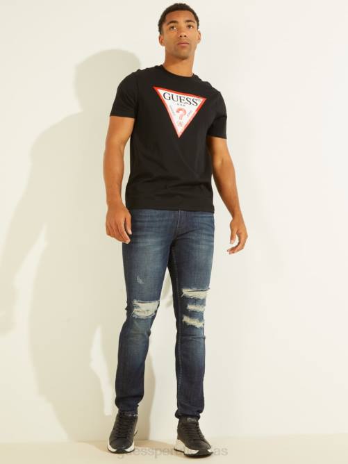 GUESS camiseta con logo clásico hombres 0P8X4011 negro azabache vestir