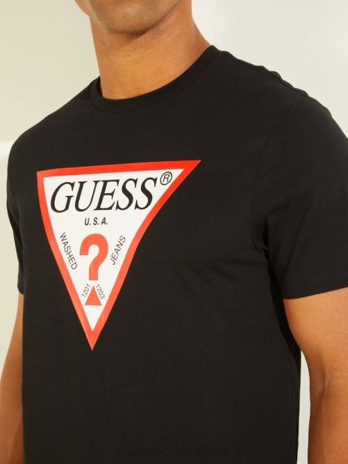 GUESS camiseta con logo clásico hombres 0P8X4011 negro azabache vestir