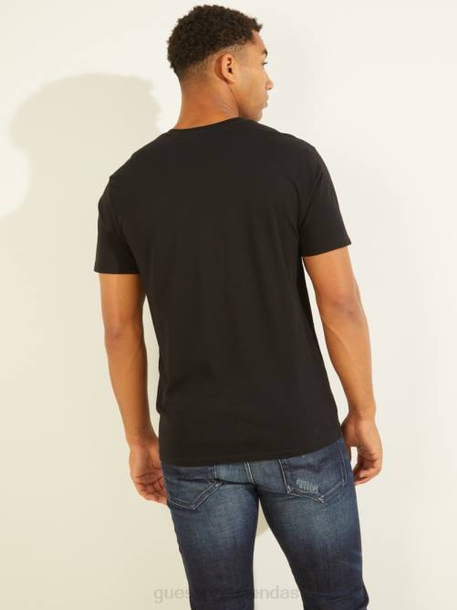GUESS camiseta con logo clásico hombres 0P8X4011 negro azabache vestir