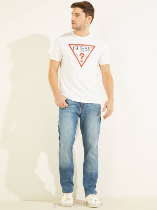 GUESS camiseta con logo clásico hombres 0P8X4018 blanco puro vestir