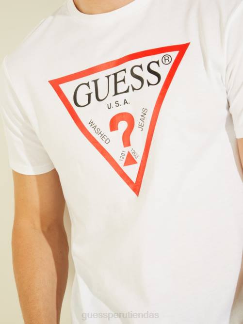 GUESS camiseta con logo clásico hombres 0P8X4018 blanco puro vestir