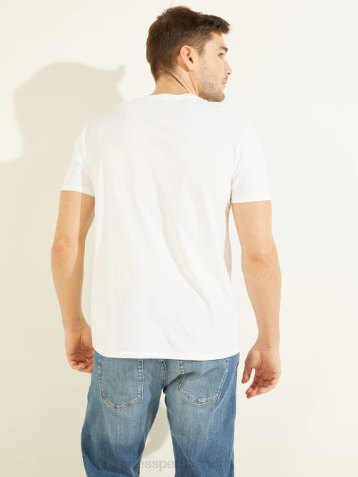 GUESS camiseta con logo clásico hombres 0P8X4018 blanco puro vestir