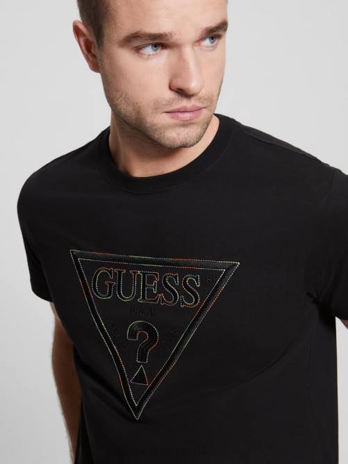 GUESS camiseta con logo ecológico de Moisey hombres 0P8X4160 negro vestir