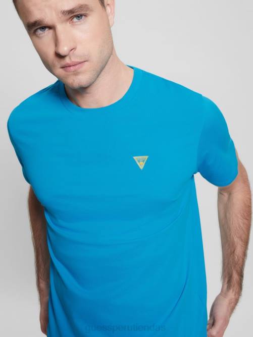 GUESS camiseta con logo ecológico hombres 0P8X4061 diamante azul vestir