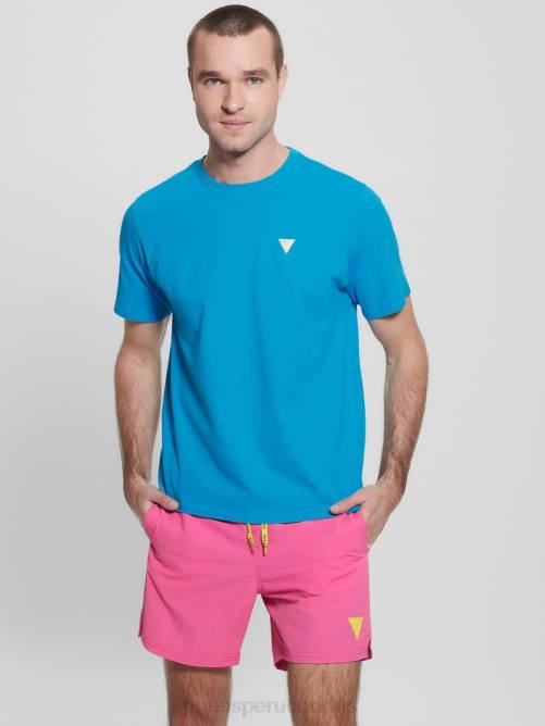 GUESS camiseta con logo ecológico hombres 0P8X4061 diamante azul vestir