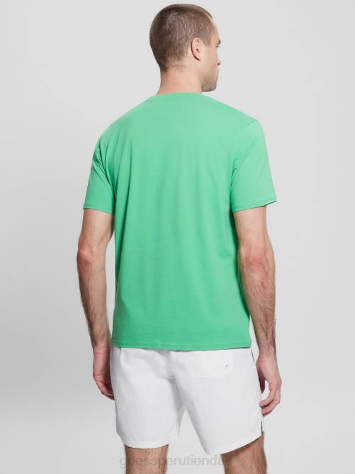 GUESS camiseta con logo ecológico hombres 0P8X4100 equilibrio verde vestir
