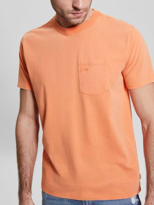 GUESS camiseta de bolsillo hombres 0P8X4060 azafrán melocotón multi vestir