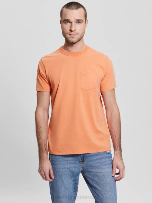 GUESS camiseta de bolsillo hombres 0P8X4060 azafrán melocotón multi vestir