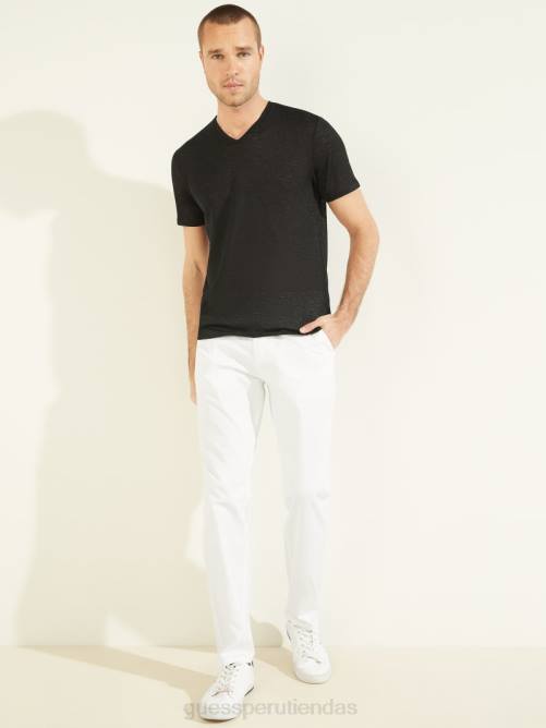 GUESS camiseta de gasa con cuello en V hombres 0P8X4124 negro azabache vestir