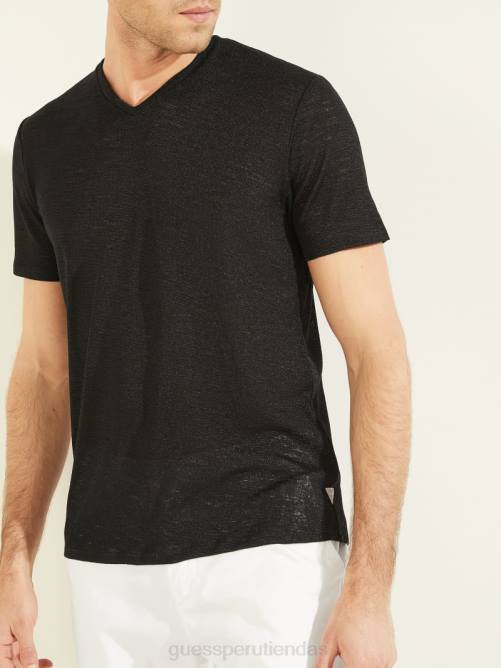 GUESS camiseta de gasa con cuello en V hombres 0P8X4124 negro azabache vestir