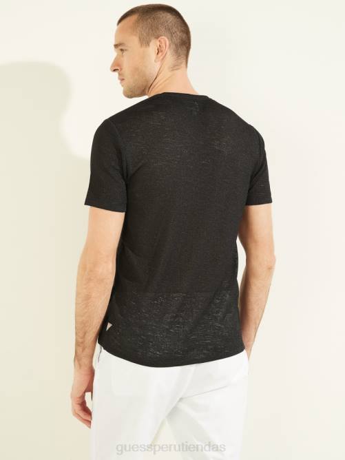 GUESS camiseta de gasa con cuello en V hombres 0P8X4124 negro azabache vestir
