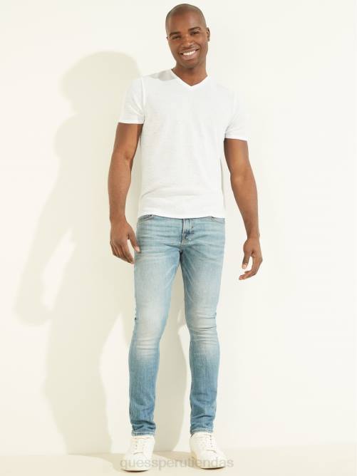 GUESS camiseta de gasa con cuello en V hombres 0P8X4130 blanco puro vestir
