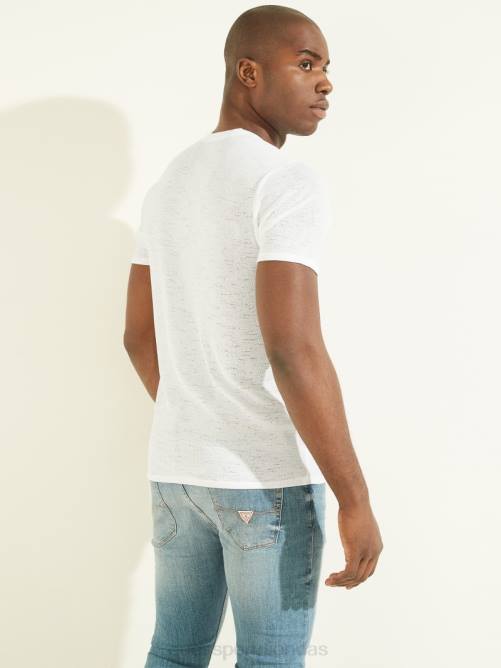 GUESS camiseta de gasa con cuello en V hombres 0P8X4130 blanco puro vestir