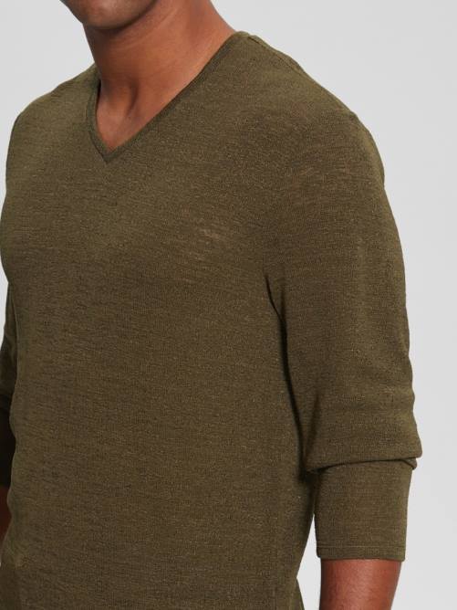 GUESS camiseta de gasa de manga larga hombres 0P8X3986 mañana oliva vestir