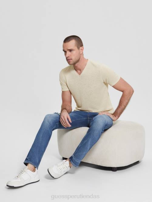 GUESS camiseta de gasa hombres 0P8X4000 humo blanco vestir