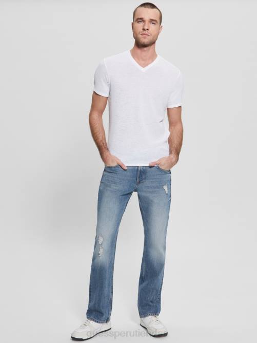 GUESS camiseta de gasa hombres 0P8X4004 blanco puro vestir