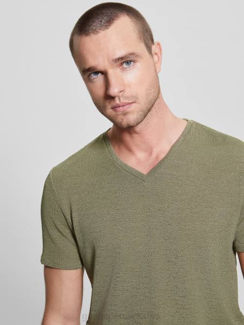 GUESS camiseta de gasa hombres 0P8X4010 aceituna polvorienta vestir