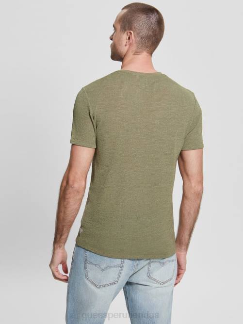 GUESS camiseta de gasa hombres 0P8X4010 aceituna polvorienta vestir