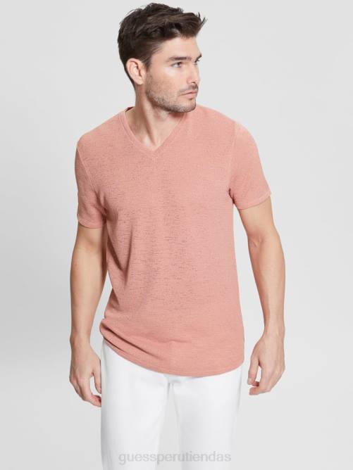 GUESS camiseta de gasa hombres 0P8X4021 rosa satinada vestir