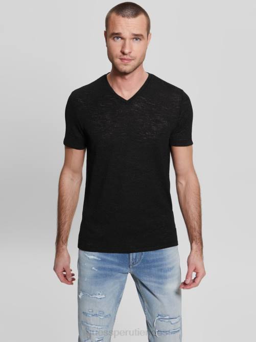 GUESS camiseta de gasa hombres 0P8X4022 negro vestir