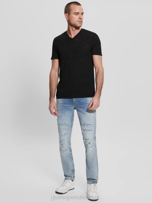GUESS camiseta de gasa hombres 0P8X4022 negro vestir